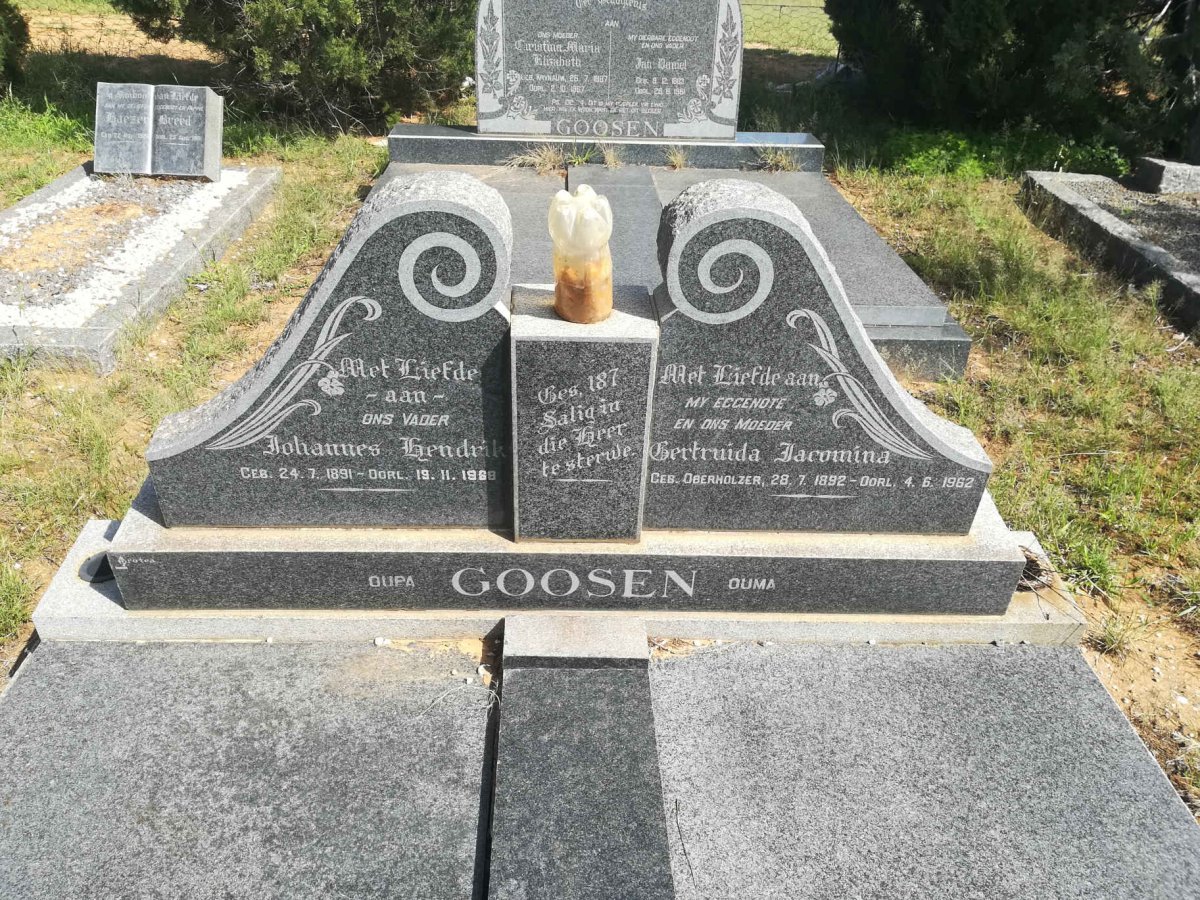 GOOSEN Johannes Hendrik 1891-1968 &amp; Gertruida Jacomina OBERHOLZER 1892-1962