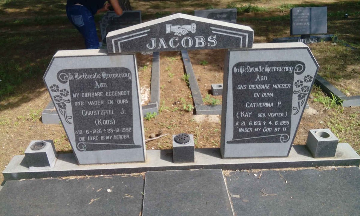 JACOBS Christoffel J. 1926-1992 &amp; Catherina P. VENTER 1931-1995