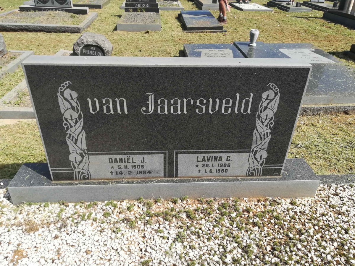 JAARSVELD Daniël J., van 1905-1984 &amp; Lavina C. 1906-1980