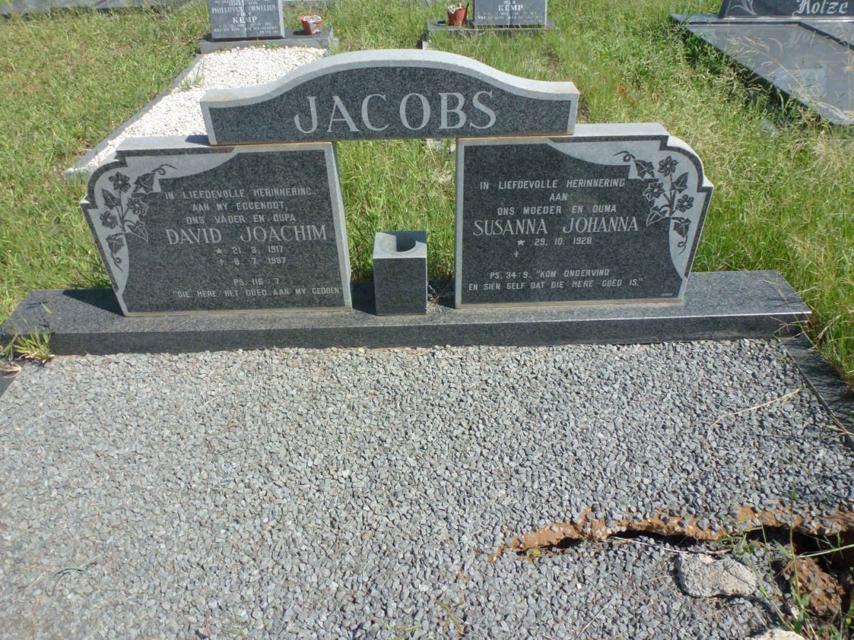JACOBS David Joachim 1917-1987 &amp; Susanna Johanna 1928-