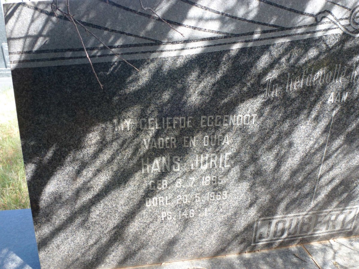 JOUBERT Hans Jurie 1895-1969 &amp; Wilhelmina Elizabeth DIPPENAAR 1883-197?