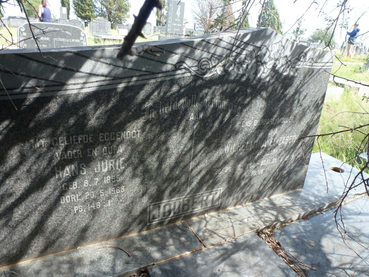 JOUBERT Hans Jurie 1895-1969 &amp; Wilhelmina Elizabeth DIPPENAAR 1883-197?