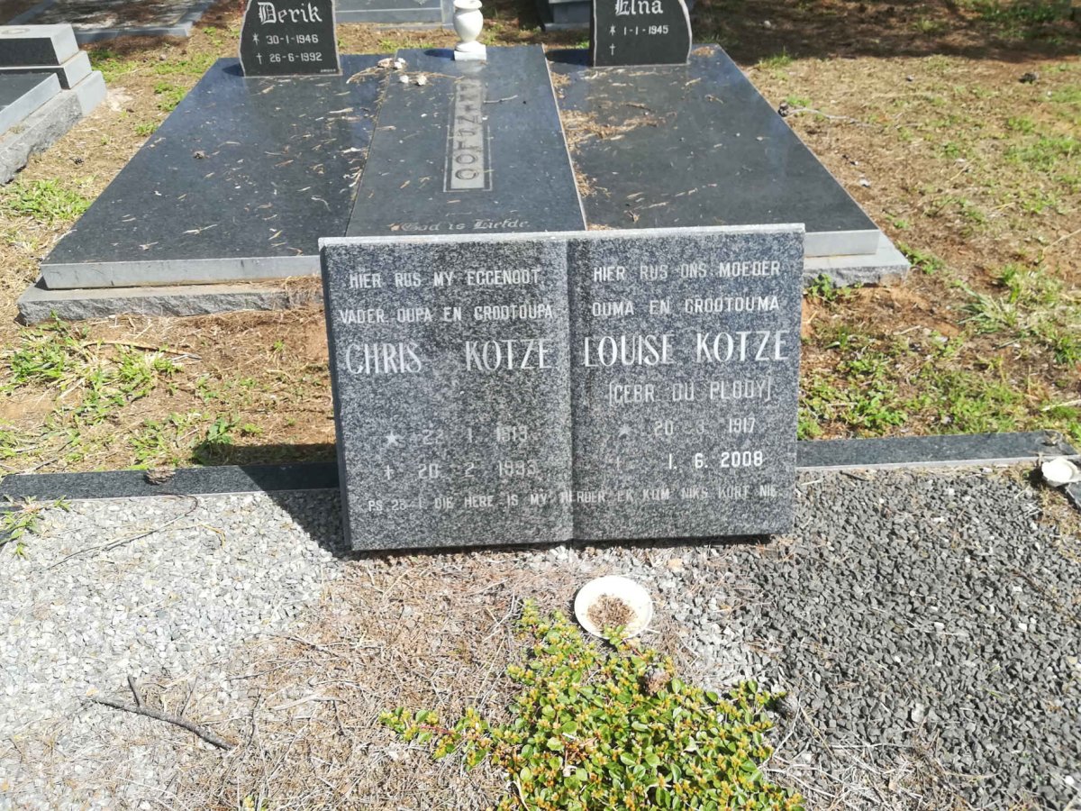 KOTZE Chris 1913-1993 &amp; Louise DU PLOOY 1917-2008