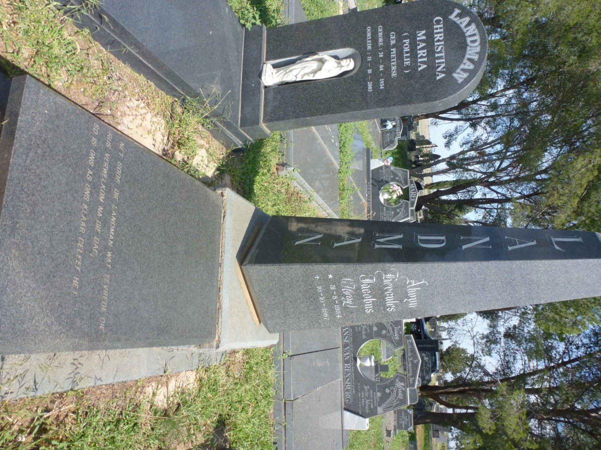 LANDMAN Alwyn Hercules Jacobus 1934-1987 &amp; Christina Maria PIETERSE 1934-2003