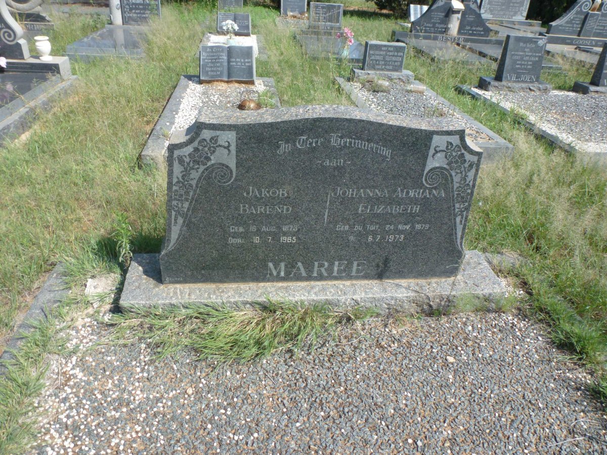 MAREE Jakob Barend 1873-1965 &amp; Johanna Adriana Elizabeth DU TOIT 1879-1973