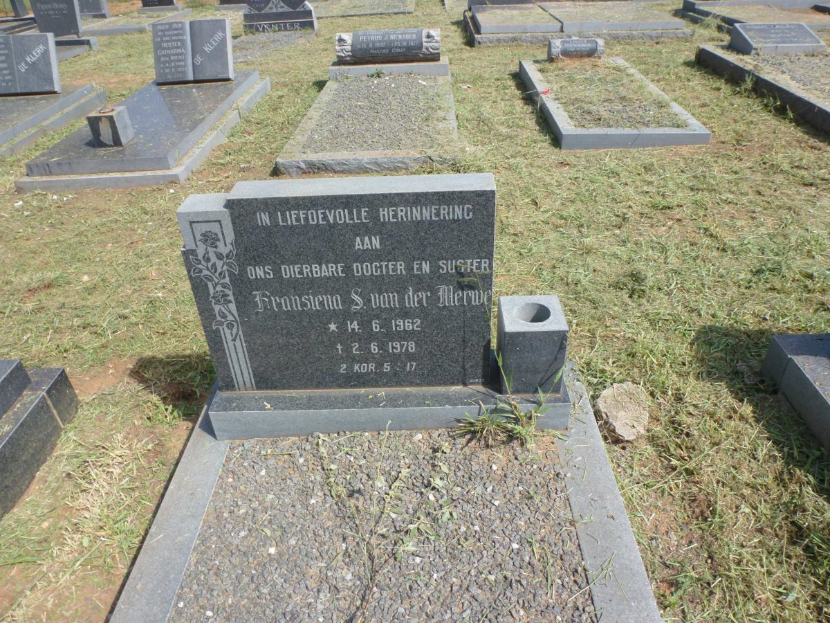 MERWE Fransiena S., van der 1962-1978