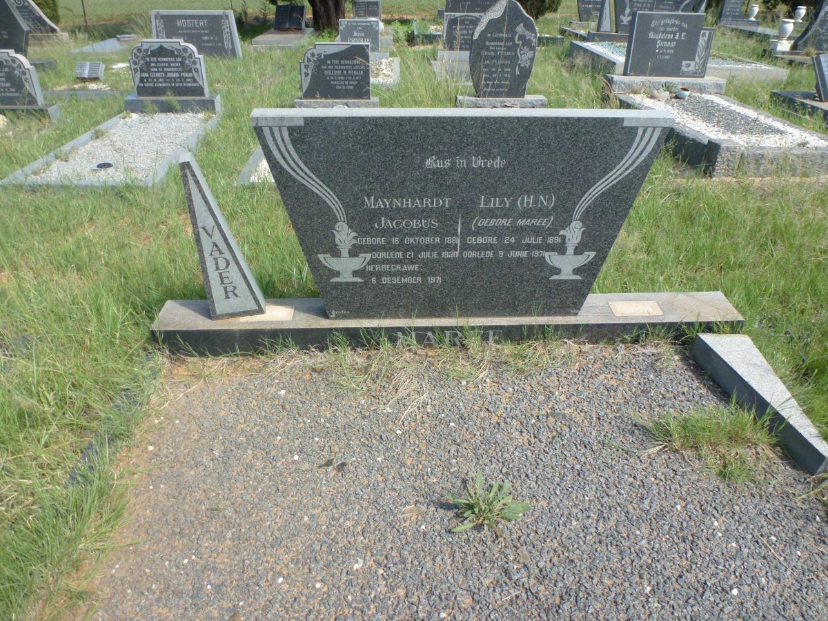 MAREE Mynhardt Jacobus 1881-1930 &amp; H.N. MAREE 1891-1971