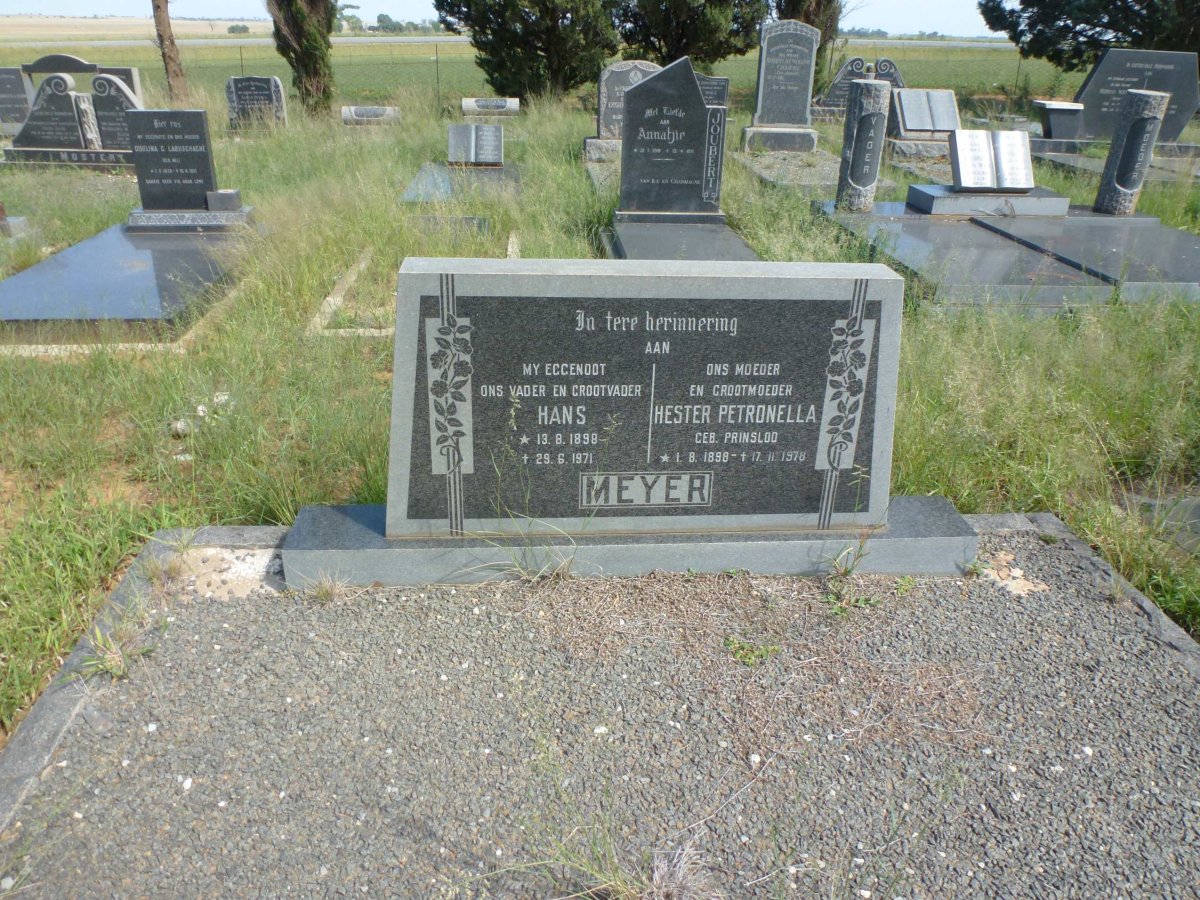 MEYER Hans 1898-1971 &amp; Hester Petronella PRINSLOO 1898-1978