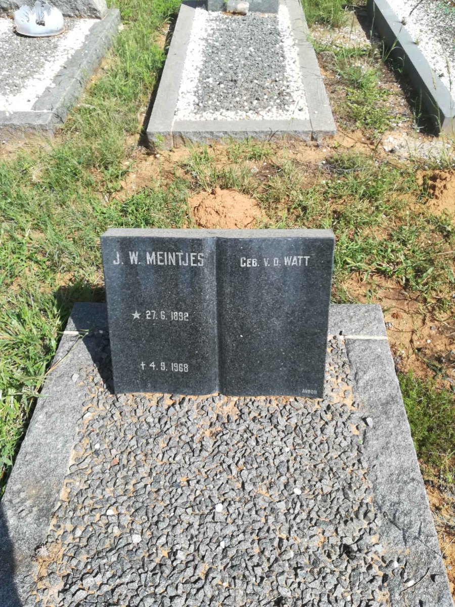 MEINTJES J.W. nee V.D.WATT 1892-1968