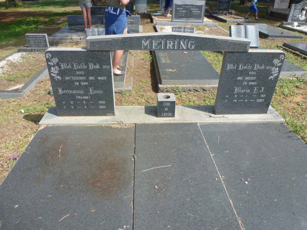 MEIRING Hermanus Louis 1909-1994 &amp; Maria L.J. 1909-2007