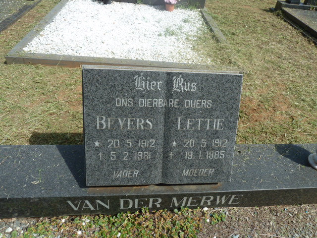 MERWE Beyers, van der 1912-1981 &amp; Lettie 1912-1985