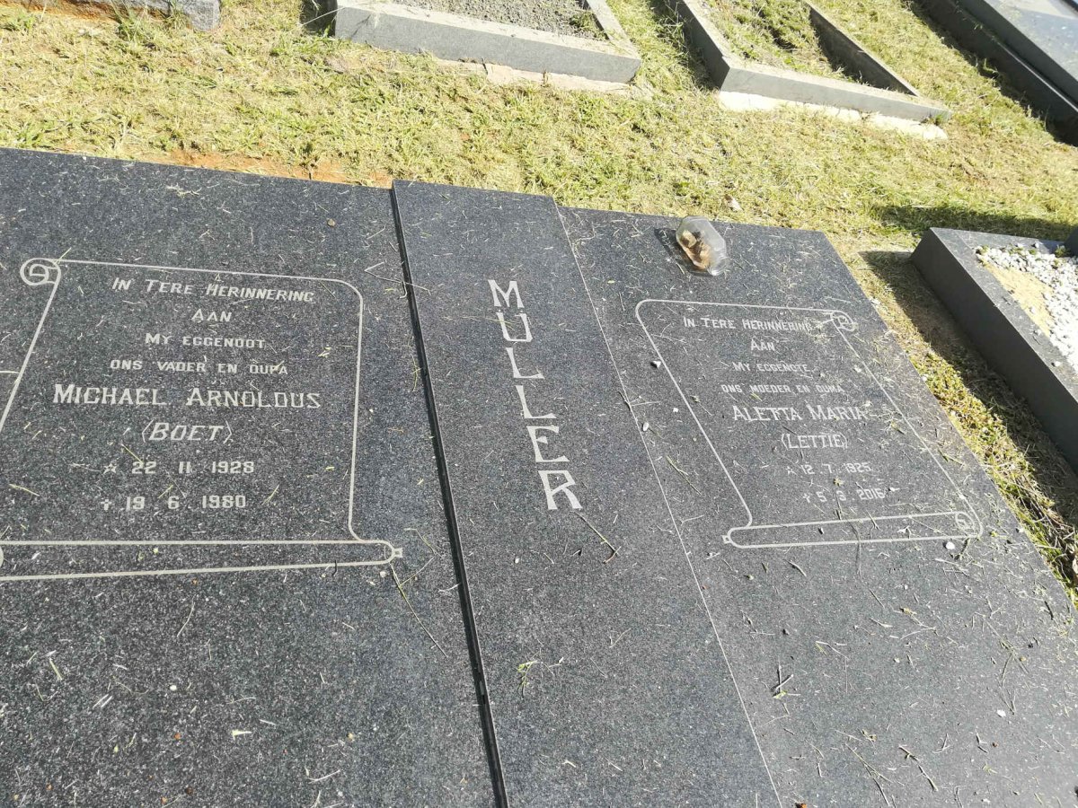 MÜLLER Michael Arnoldus 1928-1980 &amp; Aletta Maria 1925-2016