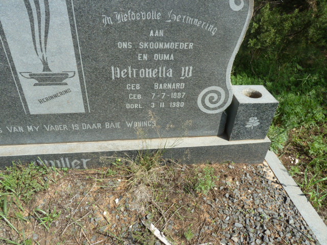 MULLER Petronella W. nee BARNARD 1887-1980