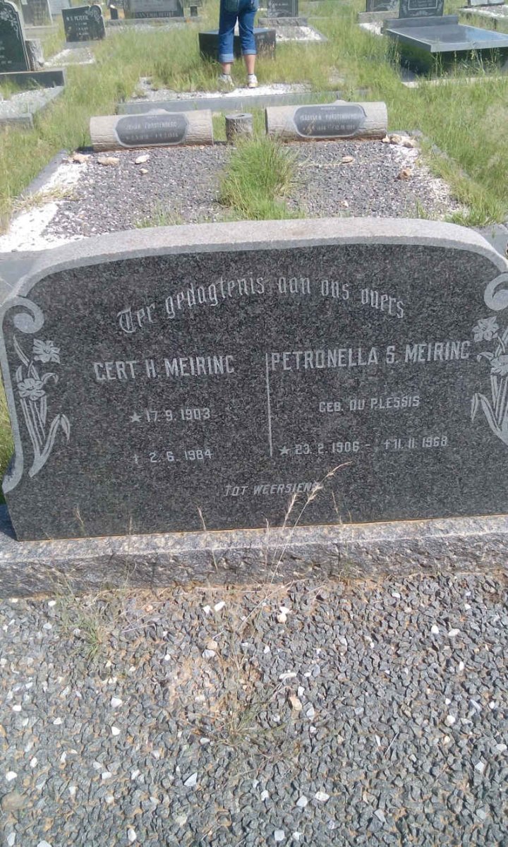 MEIRING Gert H. 1903-1984 &amp; Petronella S. DU PLESSIS 1906-1968