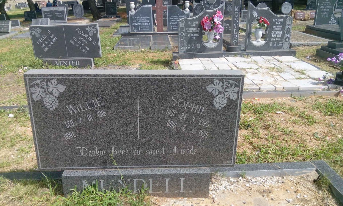 MUNDELL Willie 1916- &amp; Sophie 1925-1995