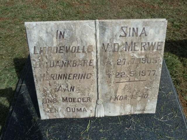 MERWE Sina, v.d. 1905-1977