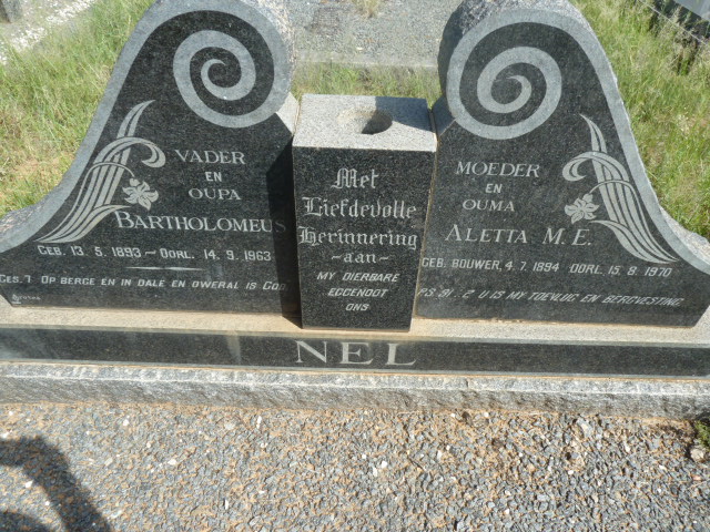 NEL Bartholomeus 1893-1963 &amp; Aletta M.E. BOUWER 1894-1970