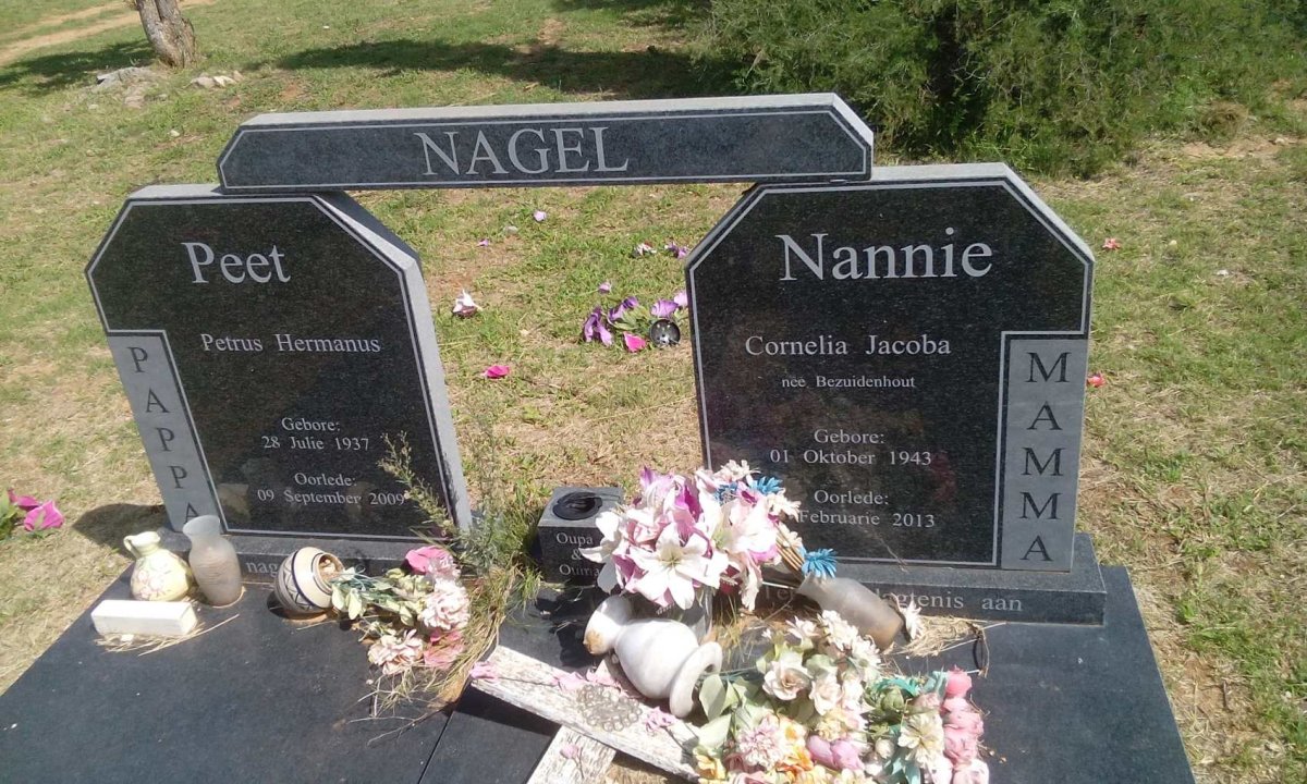 NAGEL Petrus Hermanus 1937-2009 &amp; Cornelia Jacoba BEZUIDENHOUT 1943-2013