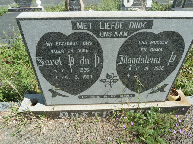 OOSTHUIZEN Sarel P. du P. 1926-1990 &amp; Magdalena P. 1933-