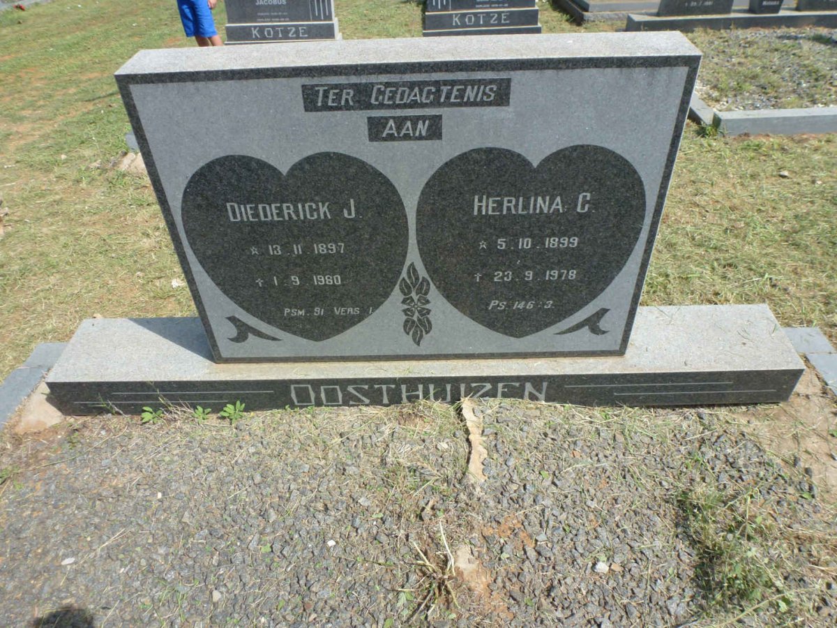 OOSTHUIZEN Diederik J. 1897-1980 &amp; Herlina C. 1899-1978