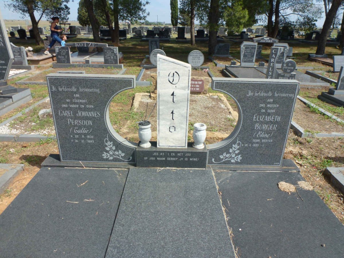 OTTO Carel Johannes Persoon 1932-1993 &amp; Elizabeth Burger BESTER 1933-