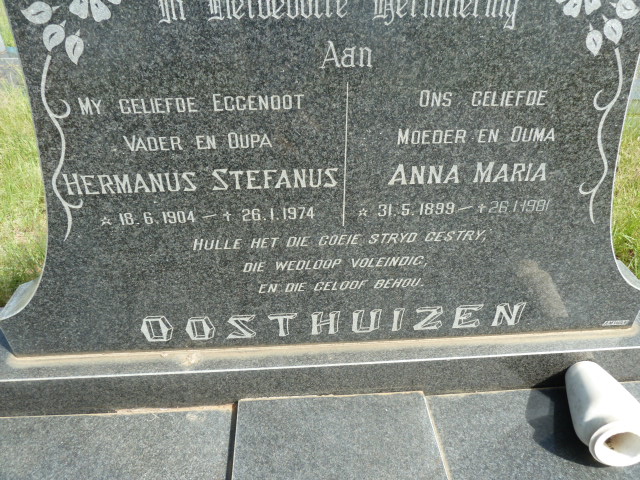 OOSTHUIZEN Hermanus Stefanus 1904-1974 &amp; Anna Maria 1899-1981
