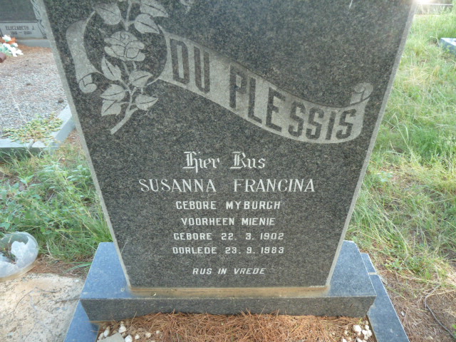 PLESSIS Susanna Francina, du voorheen MIENIE nee MYBURGH 1902-1983