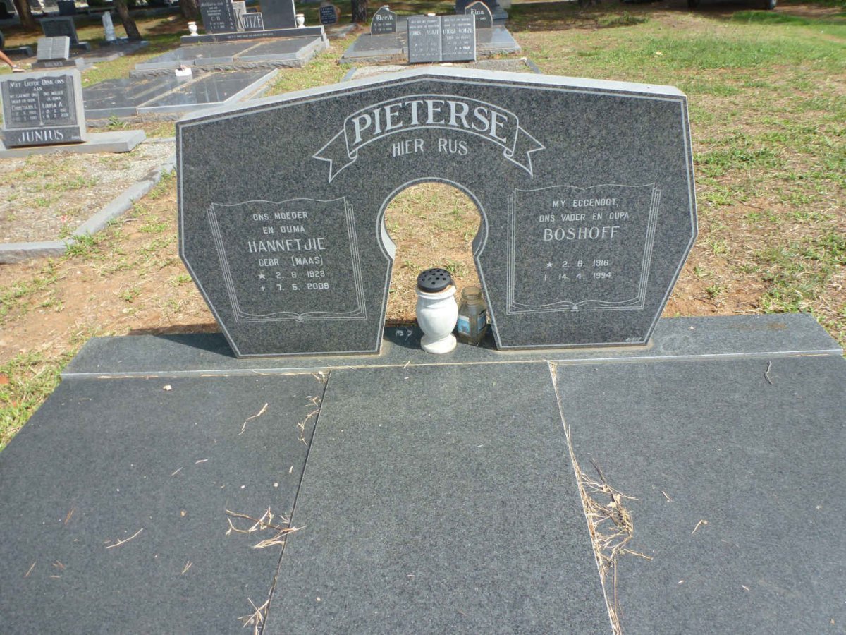 PIETERSE Boshoff 1916-1994 &amp; Hannetjie MAAS 1923-2009