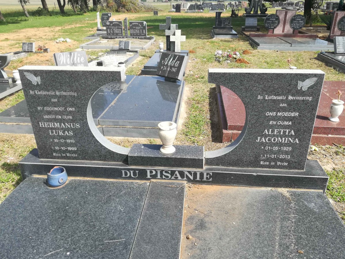 PISANIE Hermanus Lukas, du 1919-1999 &amp; Aletta Jacomina 1929-2013