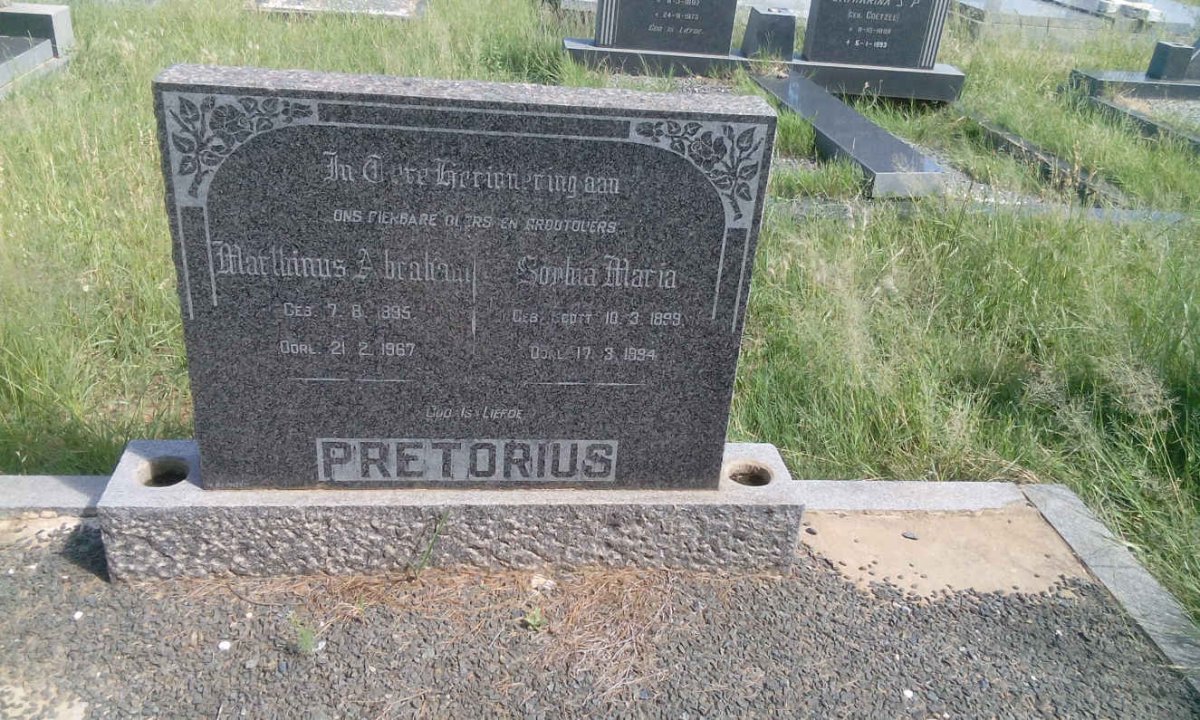PRETORIUS Marthinus Abraham 1895-1967 &amp; Sophia Maria 1899-1994