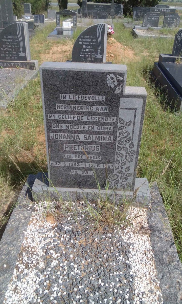 PRETORIUS Johanna Salmina nee PRETORIUS 1923-1967