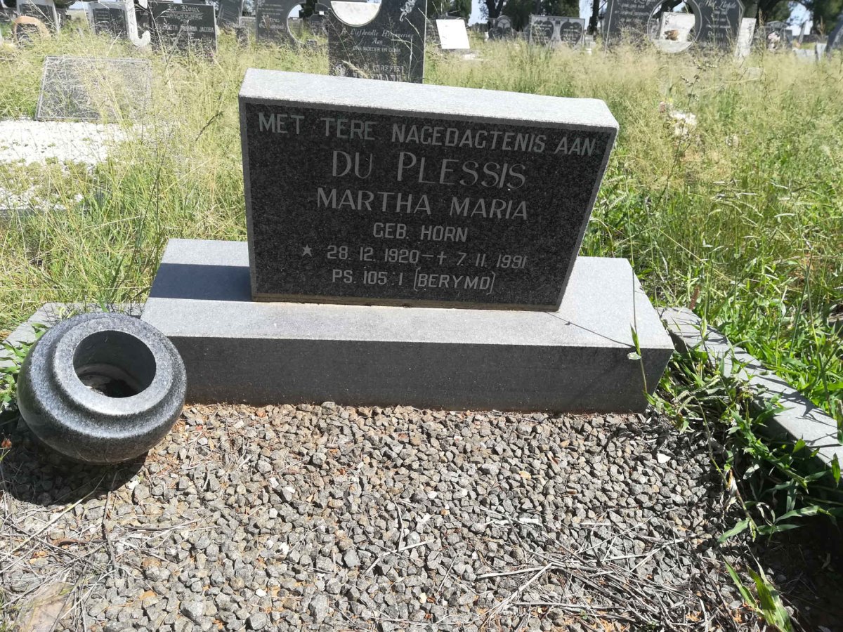 PLESSIS Martha Maria, du nee HORN 1920-1991