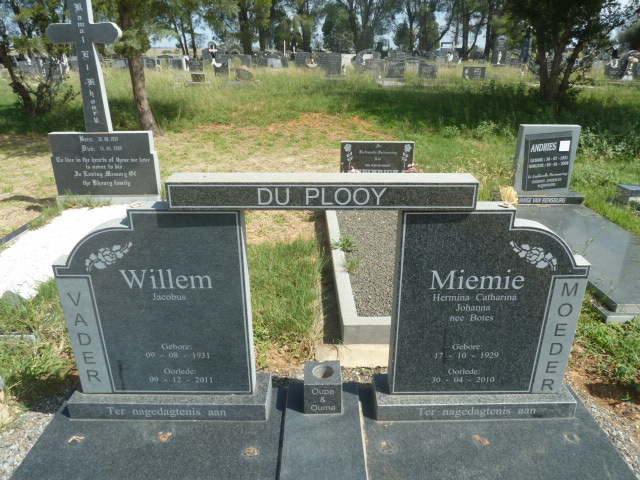 PLOOY Willem Jacobus, du 1931-2011 &amp; Miemie Hermina Catharina Johanna BOTES 1929-2010