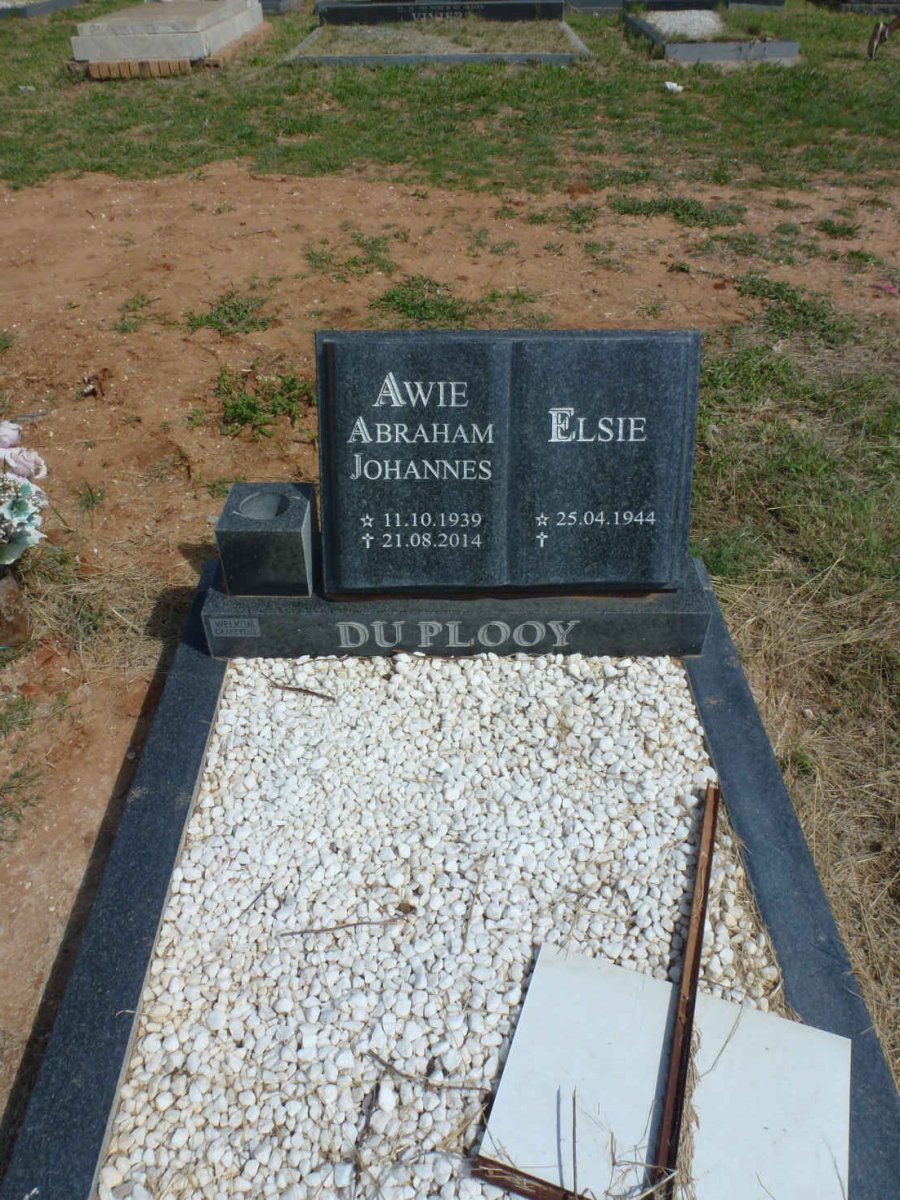 PLOOY Abraham Johannes, du 1939-2014 &amp; Elsie 1944-