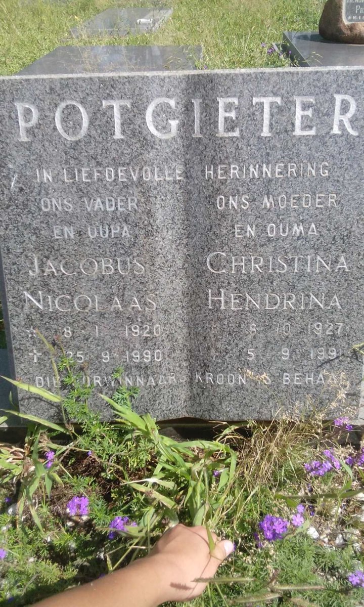 POTGIETER Jacobus Nicolaas 1920-1990 &amp; Christina Hendrina 1927-1991