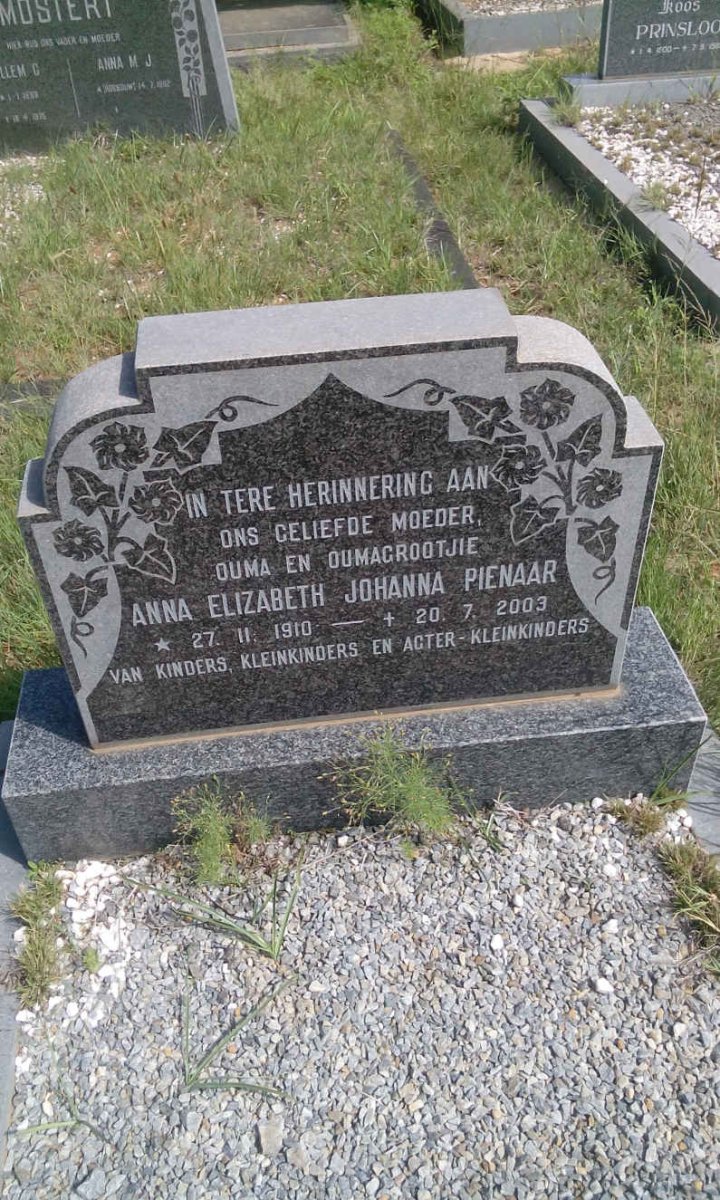 PIENAAR Anna Elizabeth Johanna 1910-2003