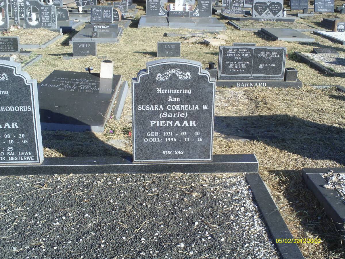 PIENAAR Susara Cornelia W. 1931-1996
