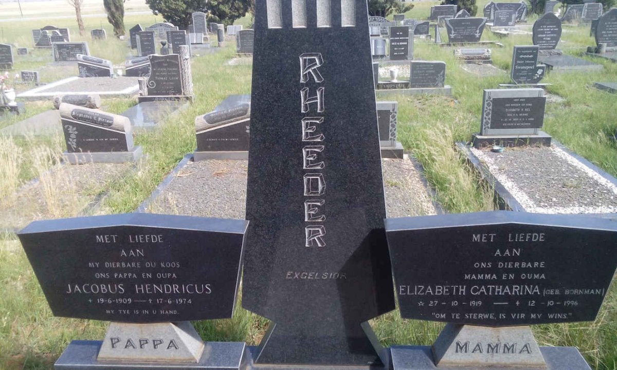 RHEEDER Jacobus Hendricus 1909-1974 &amp; Elizabeth Catharina BORNMAN 1919-1996