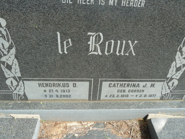 ROUX Hendrikus D., le 1913-2002 &amp; Catherina J.M. GOOSEN 1915-1977