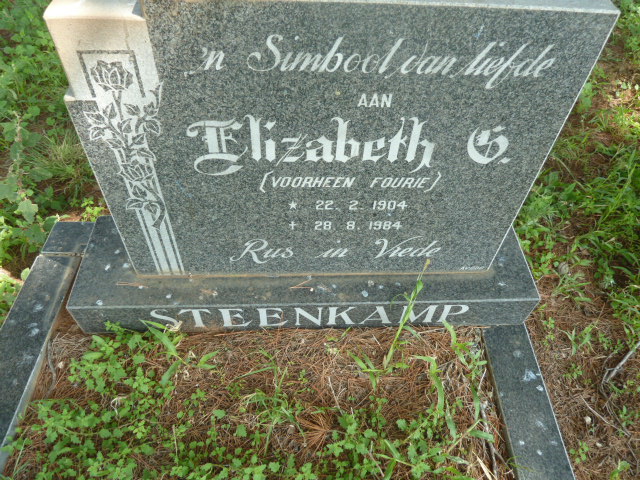 STEENKAMP Elizabeth G. Formerly FOURIE 1904-1984