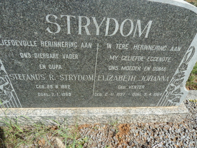 STRYDOM Stefanus R. 1882-1969 &amp; Elizabeth Johanna VENTER 1897-1964