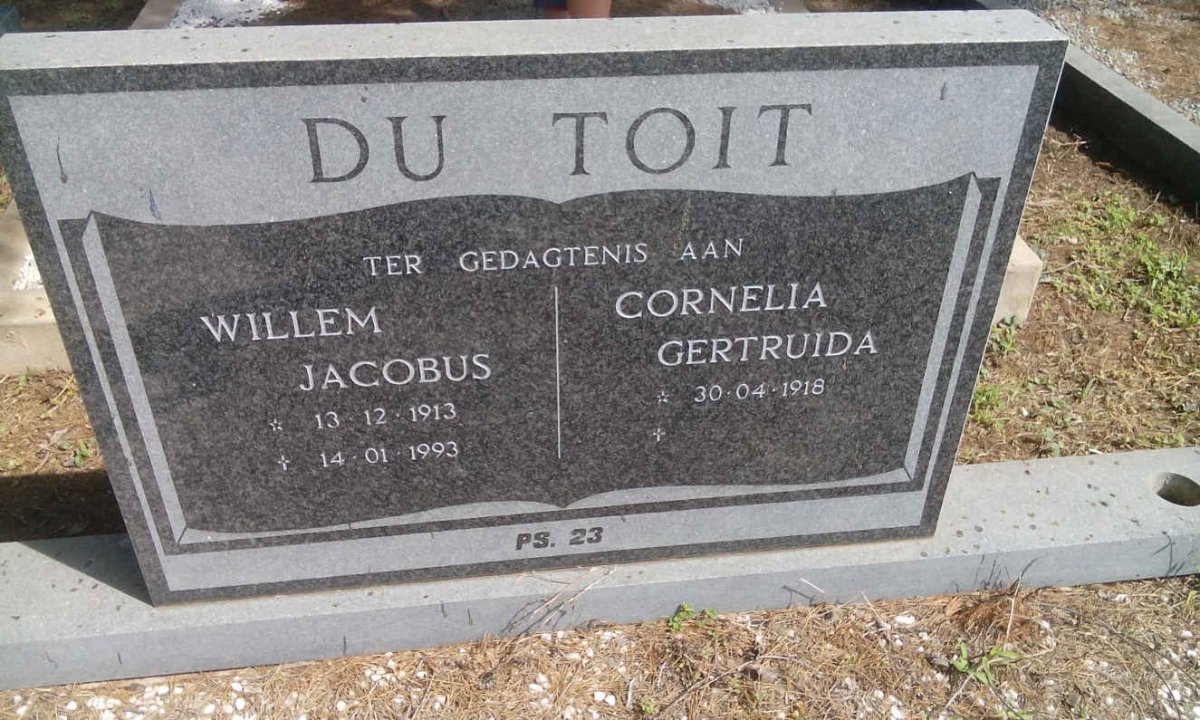 TOIT Willem Jacobus, du 1913-1993 &amp; Cornelia Gertruida 1918-