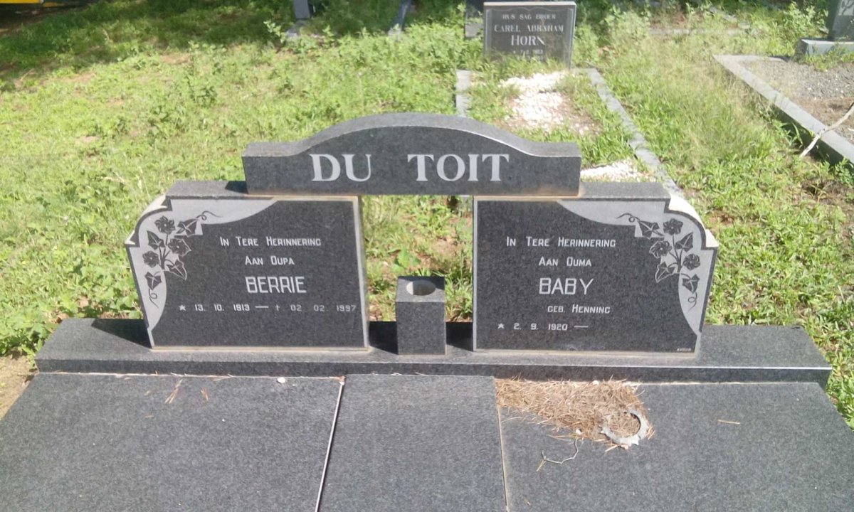 TOIT Berrie, du 1913-1997 &amp; Baby HENNING 1920-