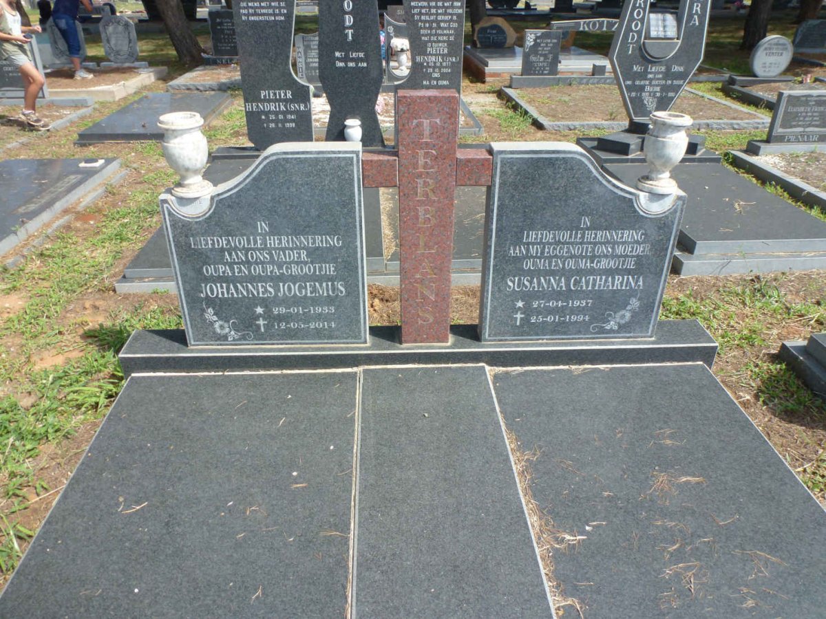 TERBLANS Johannes Jogemus 1933-2014 &amp; Susanna Catharina 1937-1994