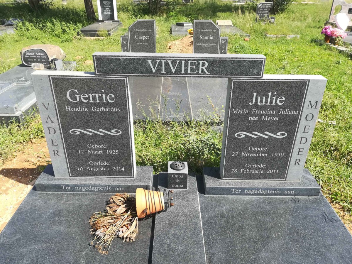 VIVIER Hendrik Gerhardus 1925-2014 &amp; Maria Francina Juliana MEYER 1930-2011