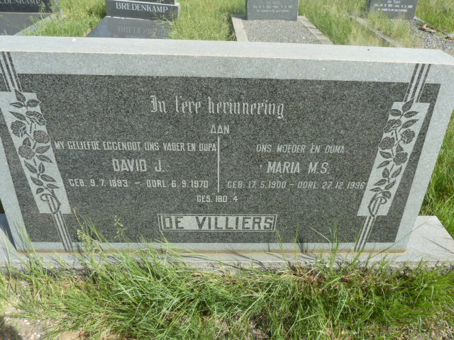 VILLIERS David J., de 1893-1970 &amp; Maria M.S. 1900-1996