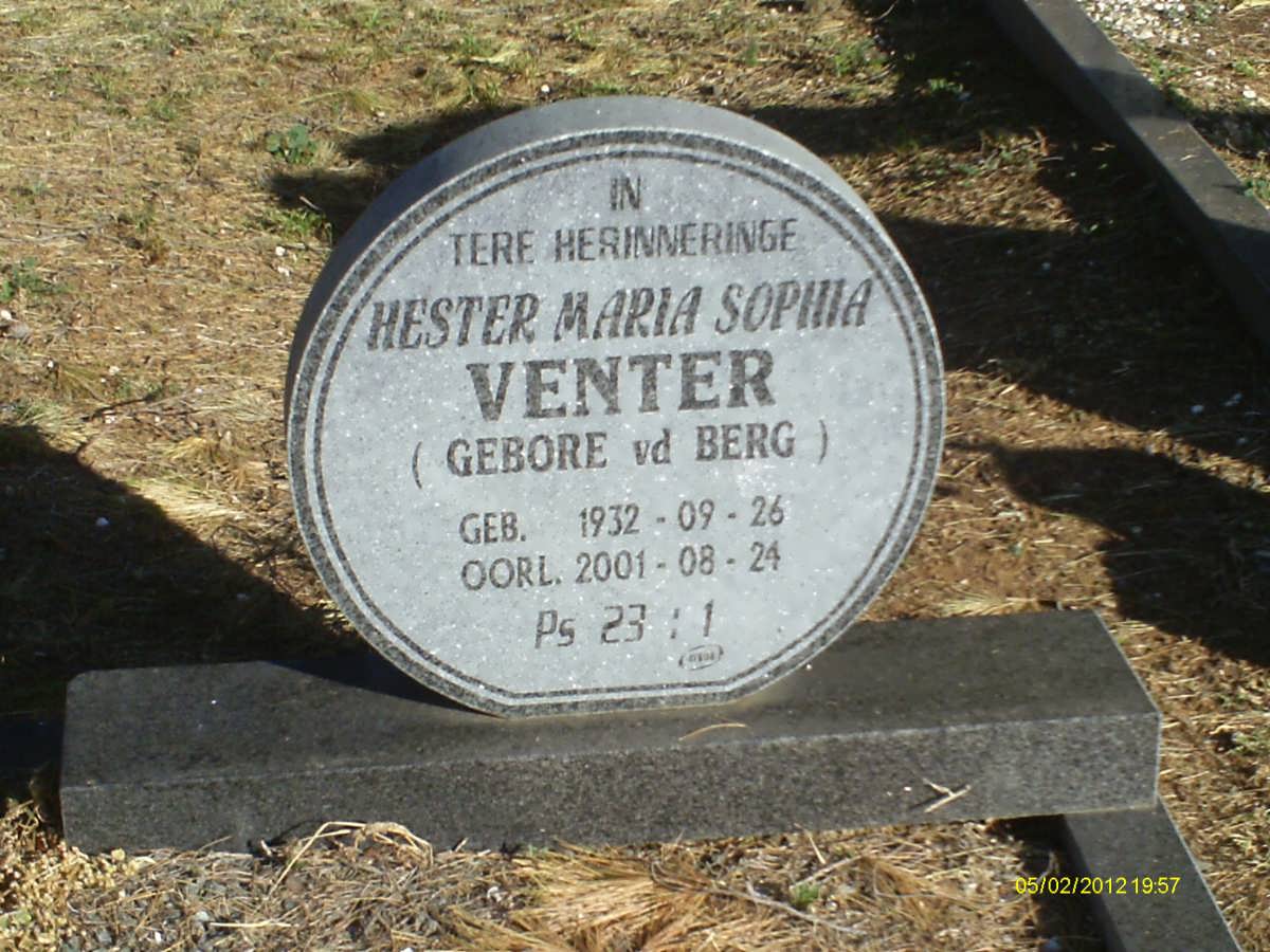 VENTER Hester Maria Sophia nee V.D. BERG 1932-2001