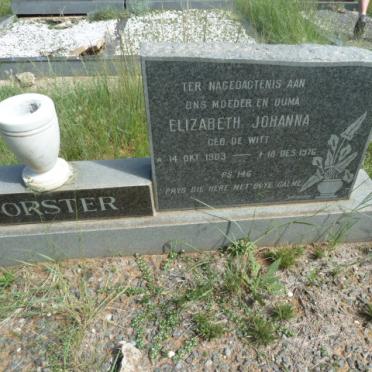 VORSTER Elizabeth Johanna nee DE WITT 1903-1976