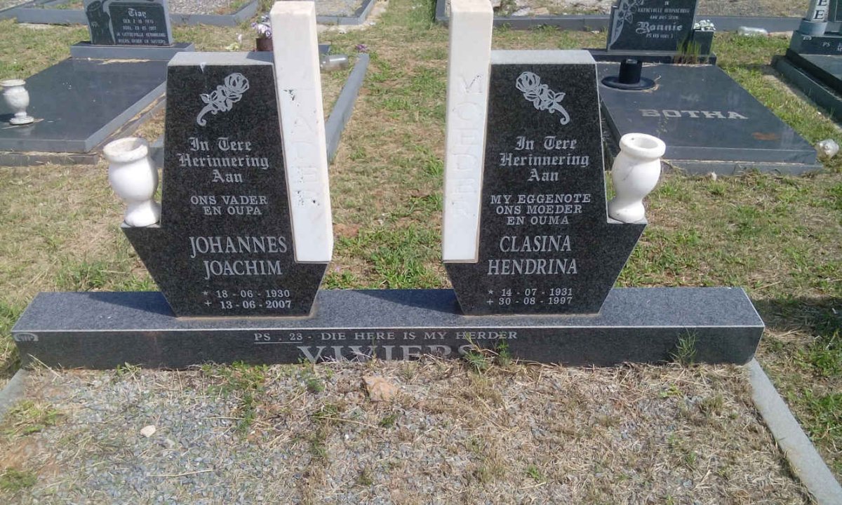 VIVIERS Johannes Joachim 1930-2007 &amp; Clasina Hendrina 1931-1997