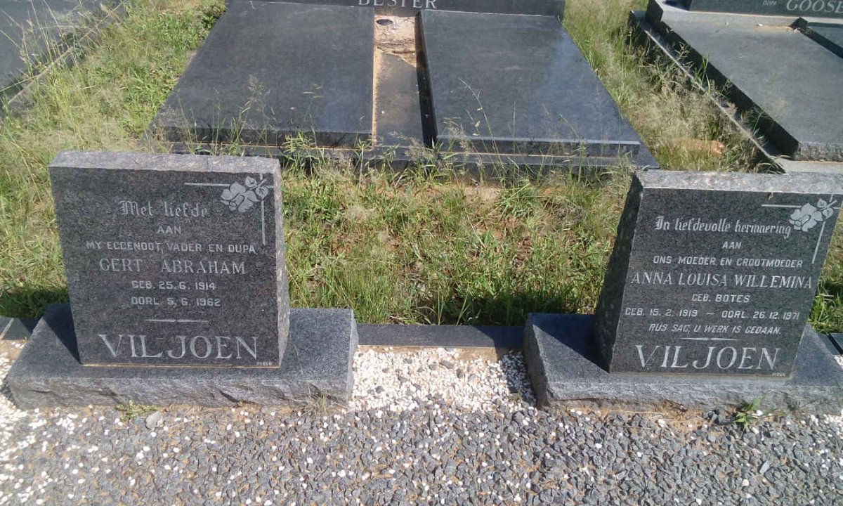 VILJOEN Gert Abraham 1914-1962 &amp; Anna Louisa Willemina BOTES 1919-1971